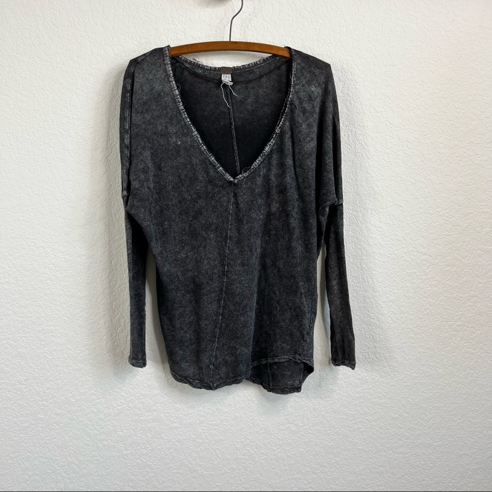 We The Free Gray Henley Acid Wash